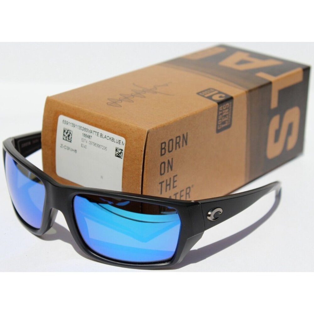 COSTA DEL MAR Tailfin 580G POLARIZED Sunglasses Black/Blue Mirror NEW - Picture 7 of 7